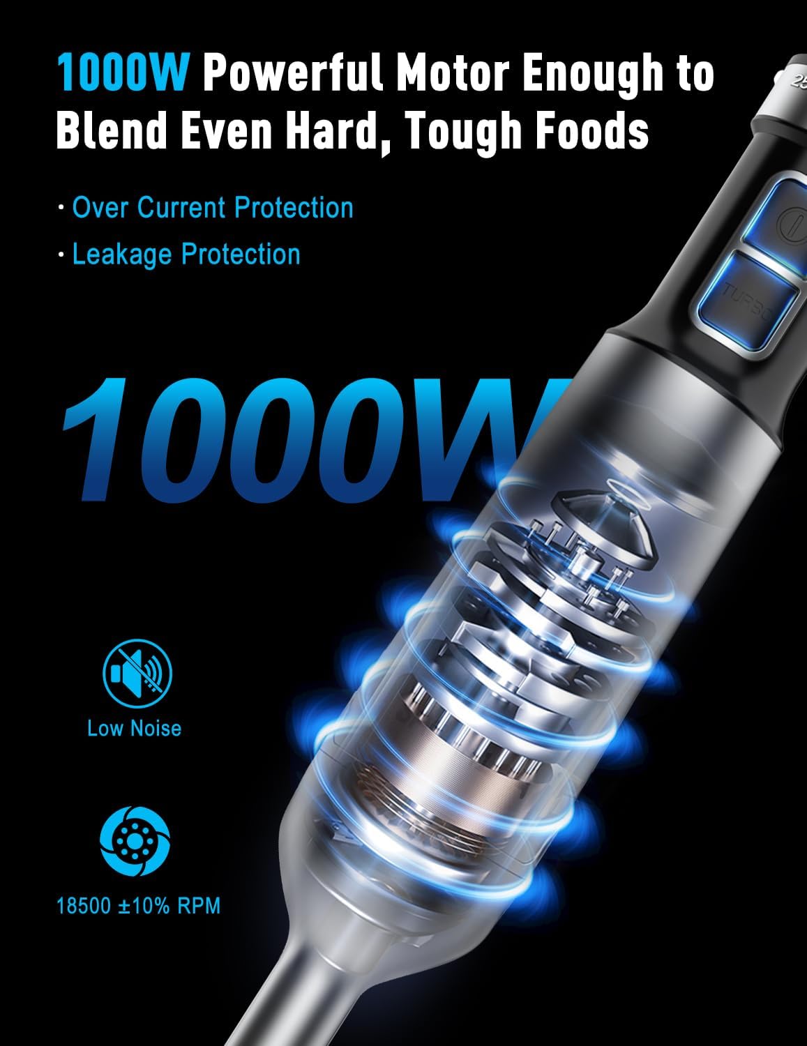 1000W Powerful Immersion Blender handheld, 2025 New Update Hand Blender with 25-Speed, Scratch-Resistant Corded Hand Mixer with Heavy-Duty Copper Brushless Motor and Gift Box