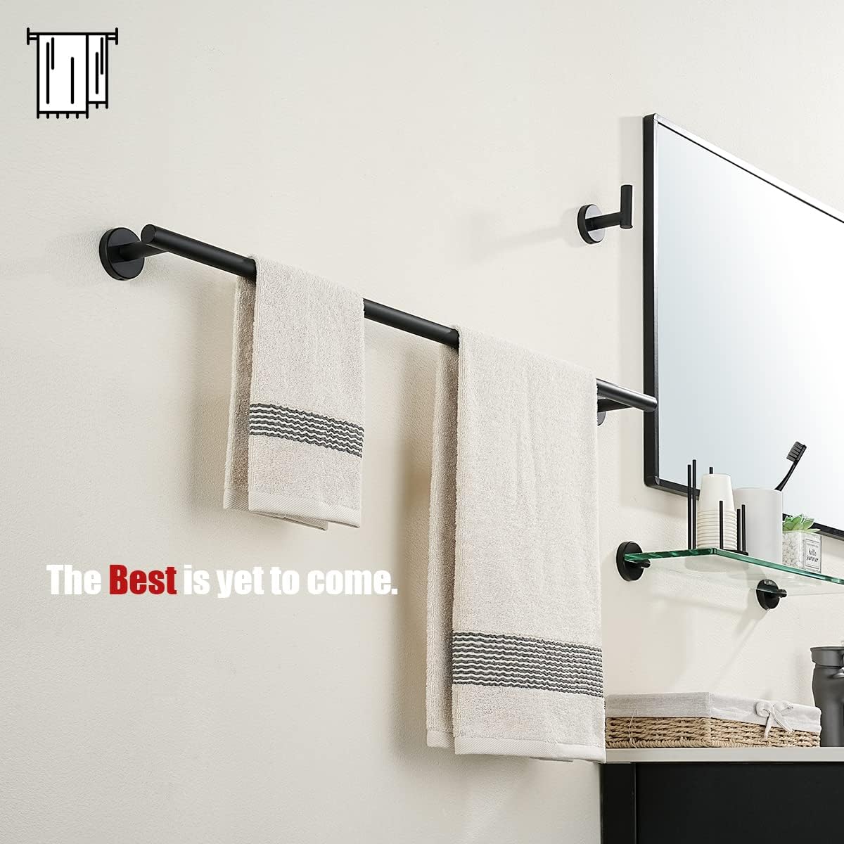 JQK Black Bath Towel Bar, 33 Inch 304 Stainless Steel Thicken 0.8mm Towel Rack Bathroom, Towel Holder Matte Black Wall Mount, Useable Length 30 Inch, TB110L30-PB