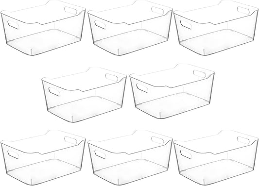 Clear Plastic Storage Bins, Small Fridge Organizer Kitchen Organizers and Storage Containers Bathroom Organization and Storage Bin for Makeup Organizer, fruits, Chips, Perfume, Skin Care, crafts