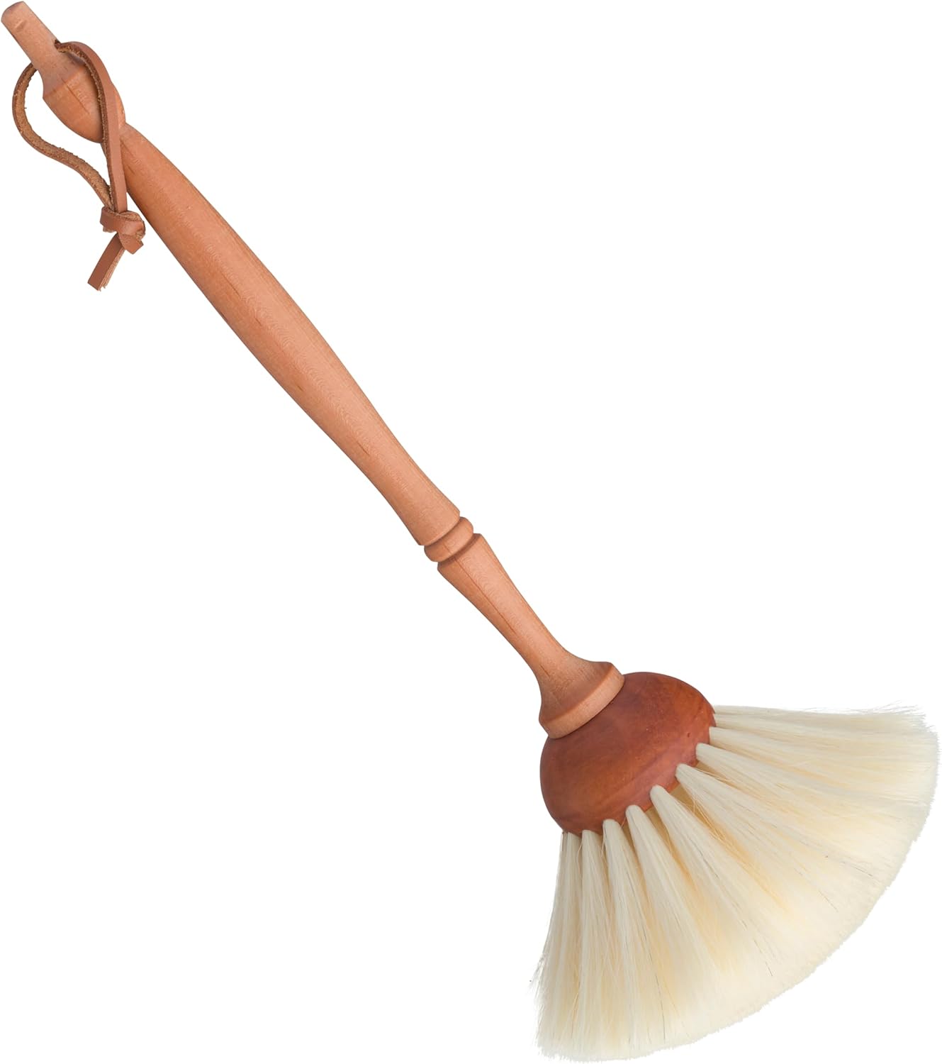 REDECKER Goat Hair Dust Brush with Oiled Pearwood Handle, 13-1/2 inches - Natural Bristle Dusters German Cleans Delicate Surfaces, Hanging Loop for Storage with Black Dot - Goat Hair Dusting Brush