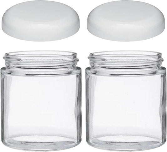 JARMING COLLECTIONS Mason Jars 16 oz Glass Extra Wide Mouth Pint Storage Jars with Lids - BPA Free Plastic Storage Lids - Made in USA - Pint Glass Jars 16 oz with White Lids