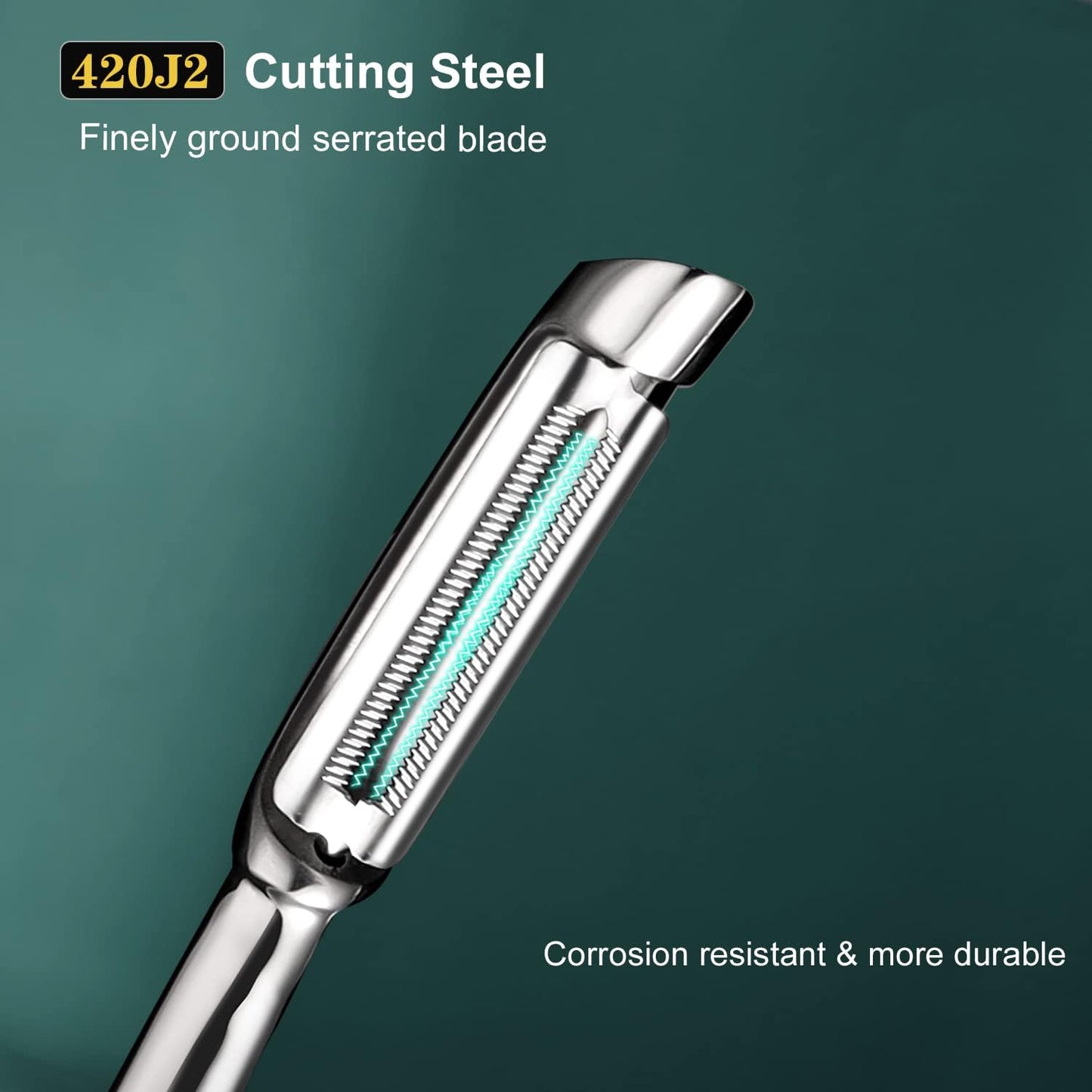 Vegetable Peeler Stainless Steel，Ultra Sharp Potato Peelers for Kitchen, Premium Veggie Fruit Peeler, Carrot Peeler, Rotary Serrated Blade, Thickened Non-Slip Ergonomic Handle(5-year warranty)