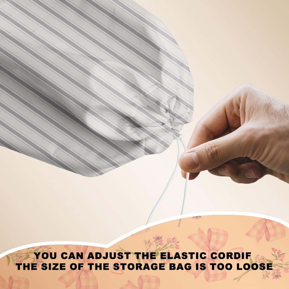 Minimalist Stripe Plastic Bag Holder, Wall Mount Grocery Bag Holder for Plastic Bags, Light Brown Line Reusable Organizer Grocery Bags with Drawstring, Housewarming Gifts for Women Mom