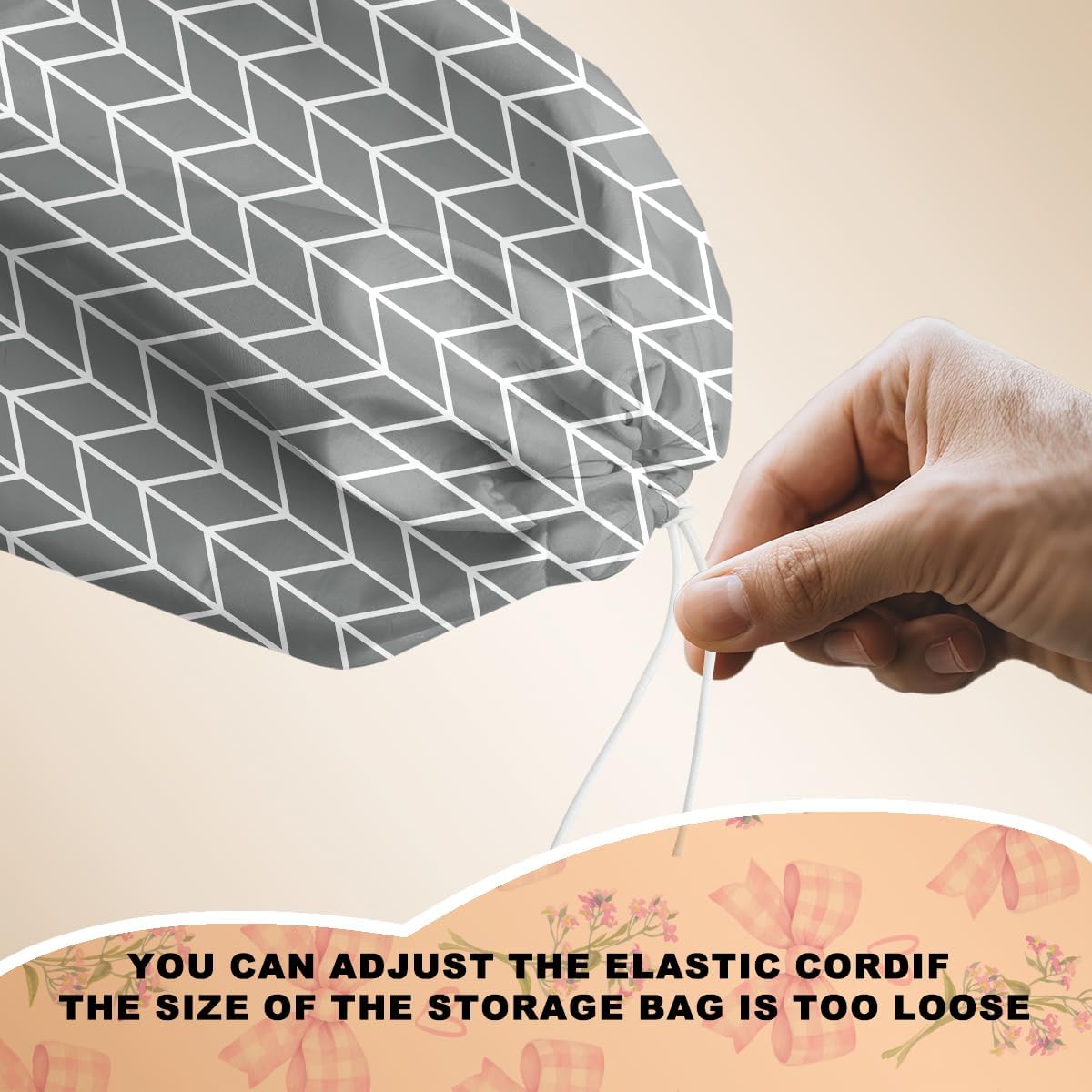 Gray Geometric Lines Plastic Bag Holder, Wall Mount Grocery Bag Holder for Plastic Bags, Abstract Art Kitchen Reusable Organizer Grocery Bags with Drawstring, Minimalist Gifts for Women Mom Grandma