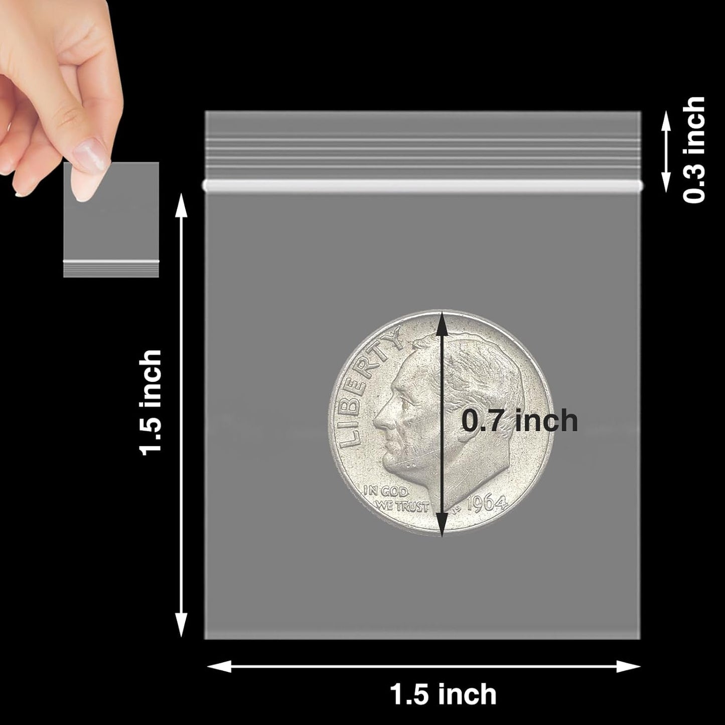 360Pcs 1.5 x 1.5 Inch Small Plastic Bags, Mini Zip Lock Baggie for Pills, Rings, Jewelry, Storage, Resealable Seal