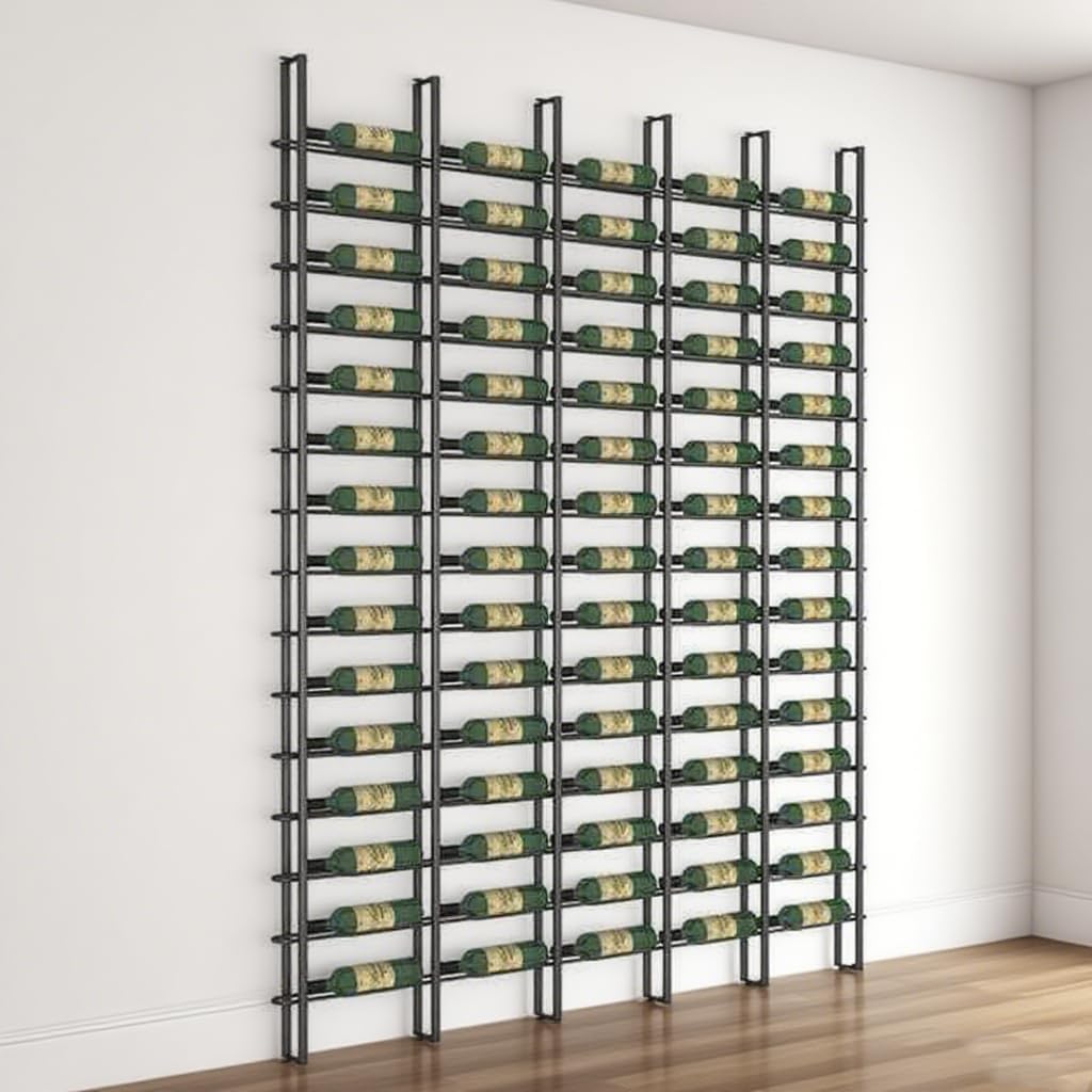 Wine Rack Freestanding Floor, 16 Tier 80 Bottle Capacity Display Holder, Black Industrial Wine Bottle Storage Shelves, for Any Bar, Wine Cellar, Kitchen, Dining Room (Black, 5 Column)