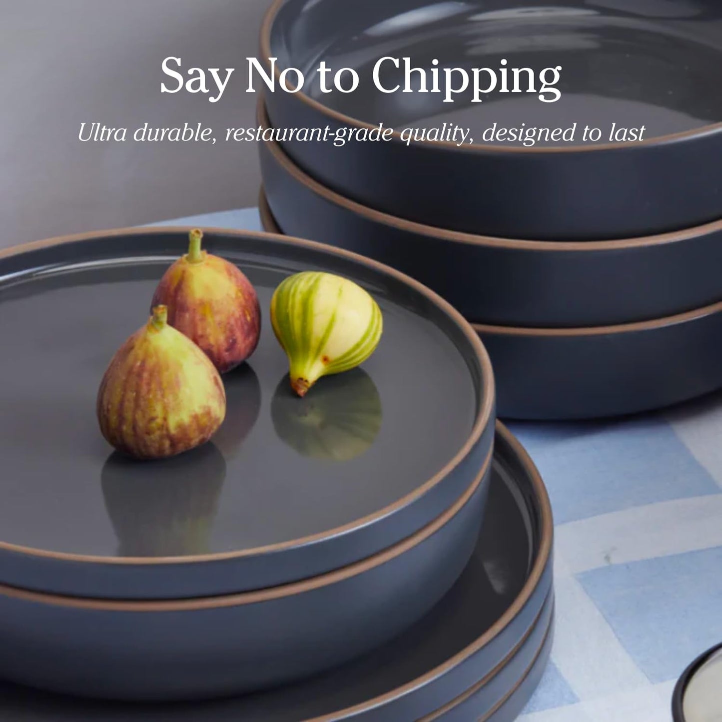 Our Place Dinner Bowls - Set of Four 8.5" Handcrafted Ceramic Pasta Bowls | Deep Plate Bowl Hybrid for Salads, Rice & More | Chip-Resistant, Restaurant-Grade, Stackable, Modular Design | Char