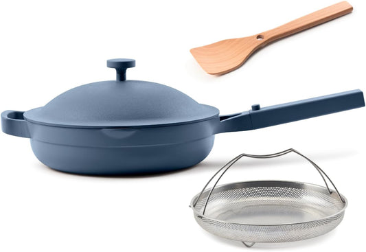 Our Place Always Pan 2.0-10.5” (2.6 Qt) Nonstick, Toxin-Free Ceramic Cookware | Patented 10-in-1 Aluminum Frying & Sauté Pan | Safe for Oven, Induction & All Cooktops up to 450°F | Blue Salt