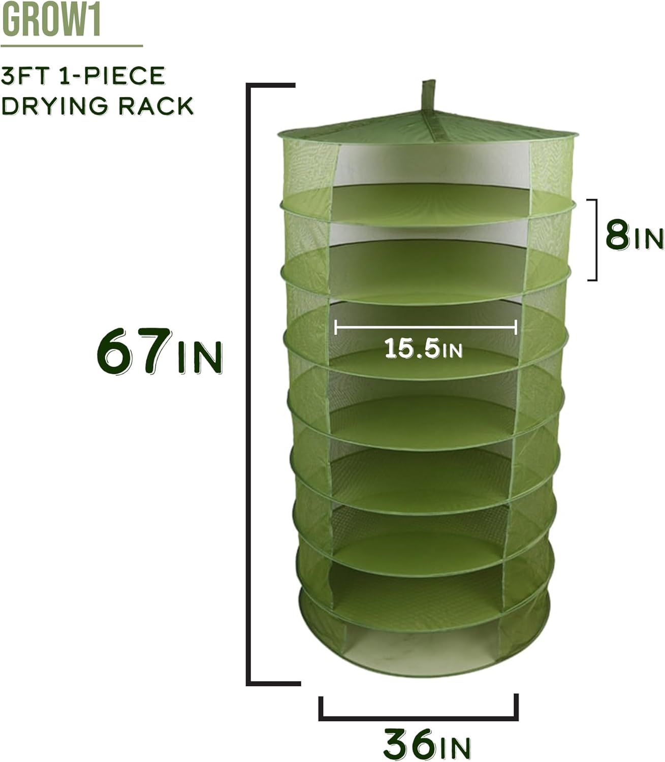 Grow1 3ft Drying Rack 1-Piece Collapsible Mesh Herb and Flower Hanging Dryer with Carrying Case for Even Airflow and Secure Harvest Storage