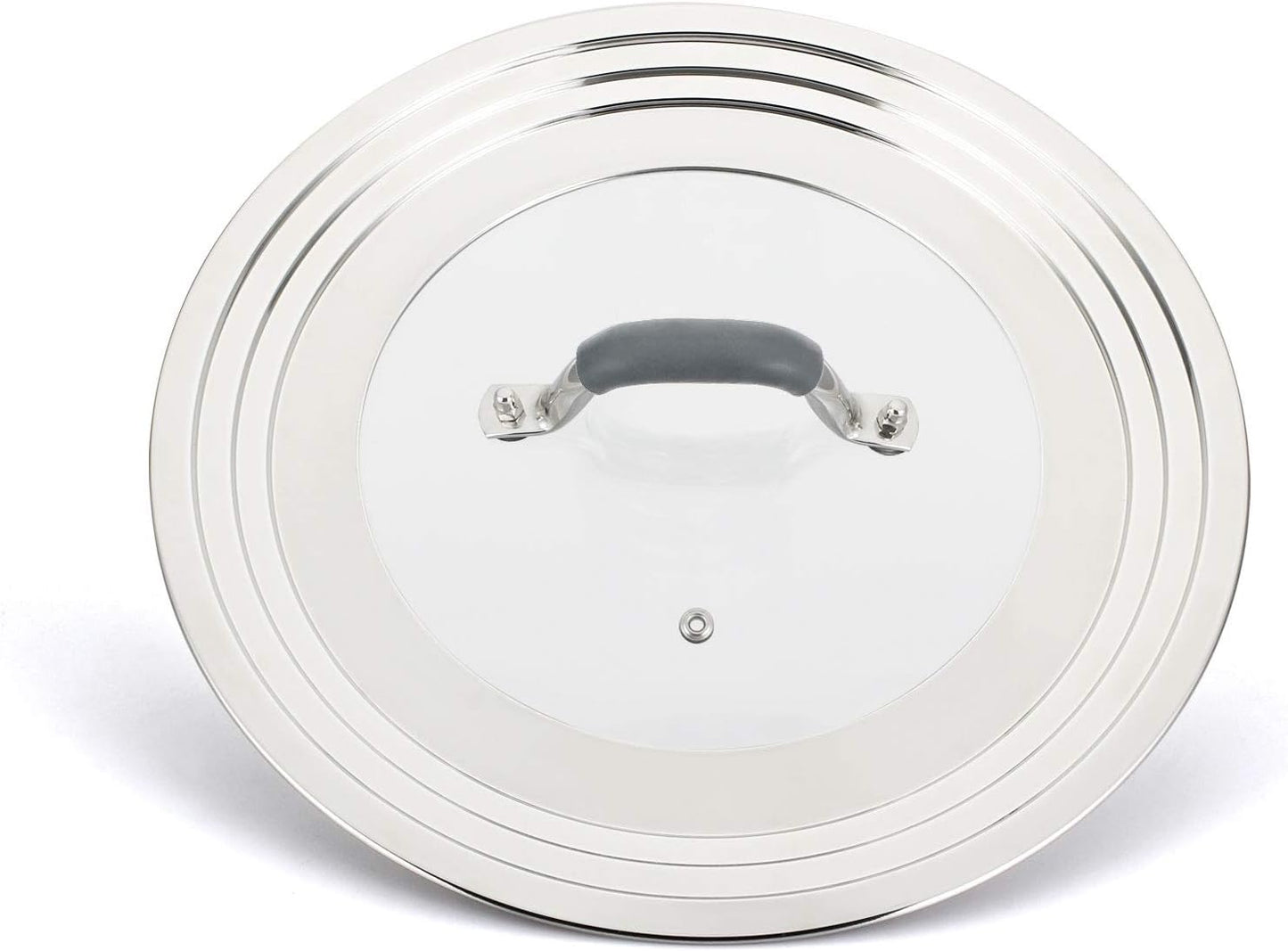 Universal Pans Pots Lid Cover Fit All 8.25 Inch to 12 Inch Pots/Pans/Woks Stainless Steel and Glass Lid with Heat Resistant Knob, Gray