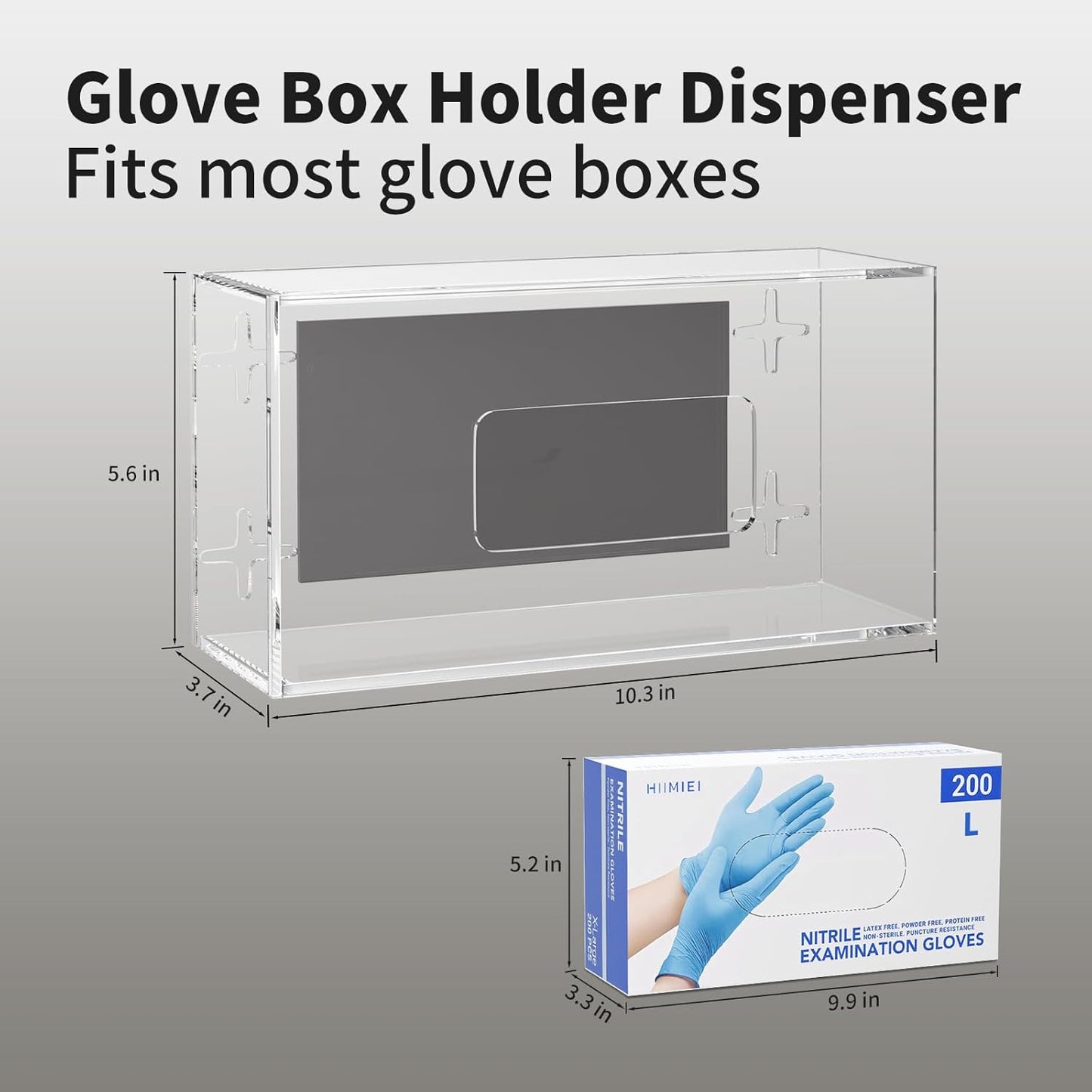 HIIMIEI Glove Holder for Wall Mount: Magnetic Gloves Box Holder, Acrylic Disposable Rubber Latex Glove Dispenser