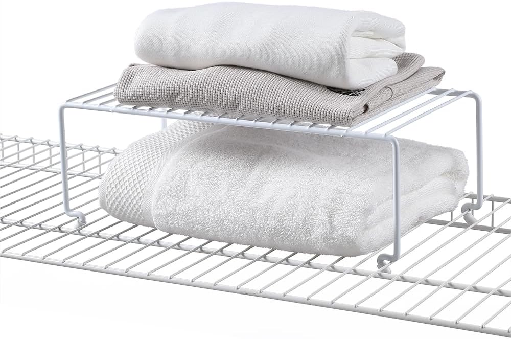 6-Pack Large (15.7x8.54inch) Multi-Level Organizer Rack, Kitchen Shelves for Spice Organization for Cabinet, Pantry Organizers and Storage, Wire Extra Shelf, Desk Organizer, Stackable, White