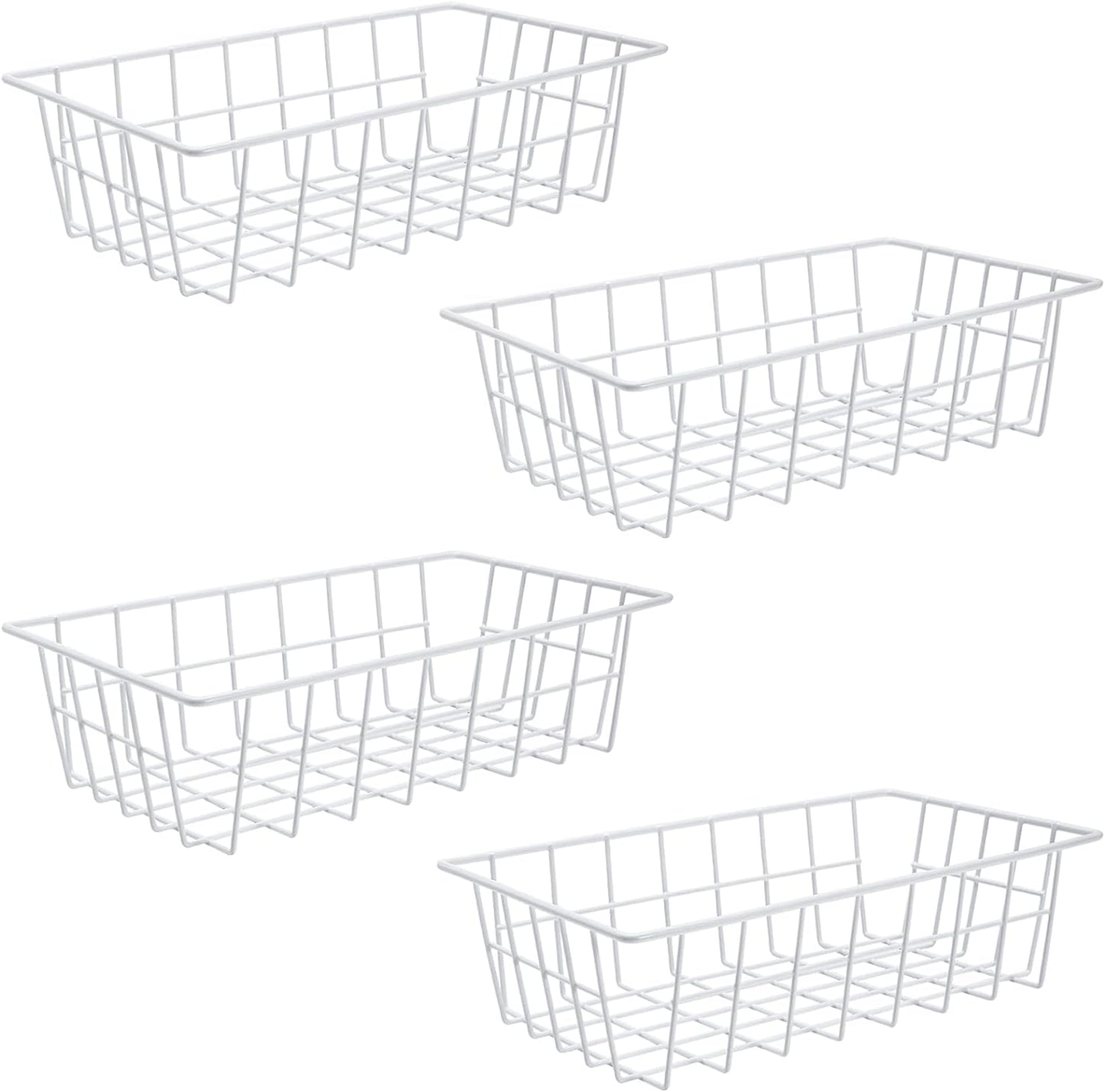 Orgneas Freezer Organizer Bins Metal Wire Storage Baskets for Upright Refrigerator Chest Freezer, Kitchen Pantry Storage and Organization for Fruit Vegetable Soda Cans Toys and Snacks, Set of 4