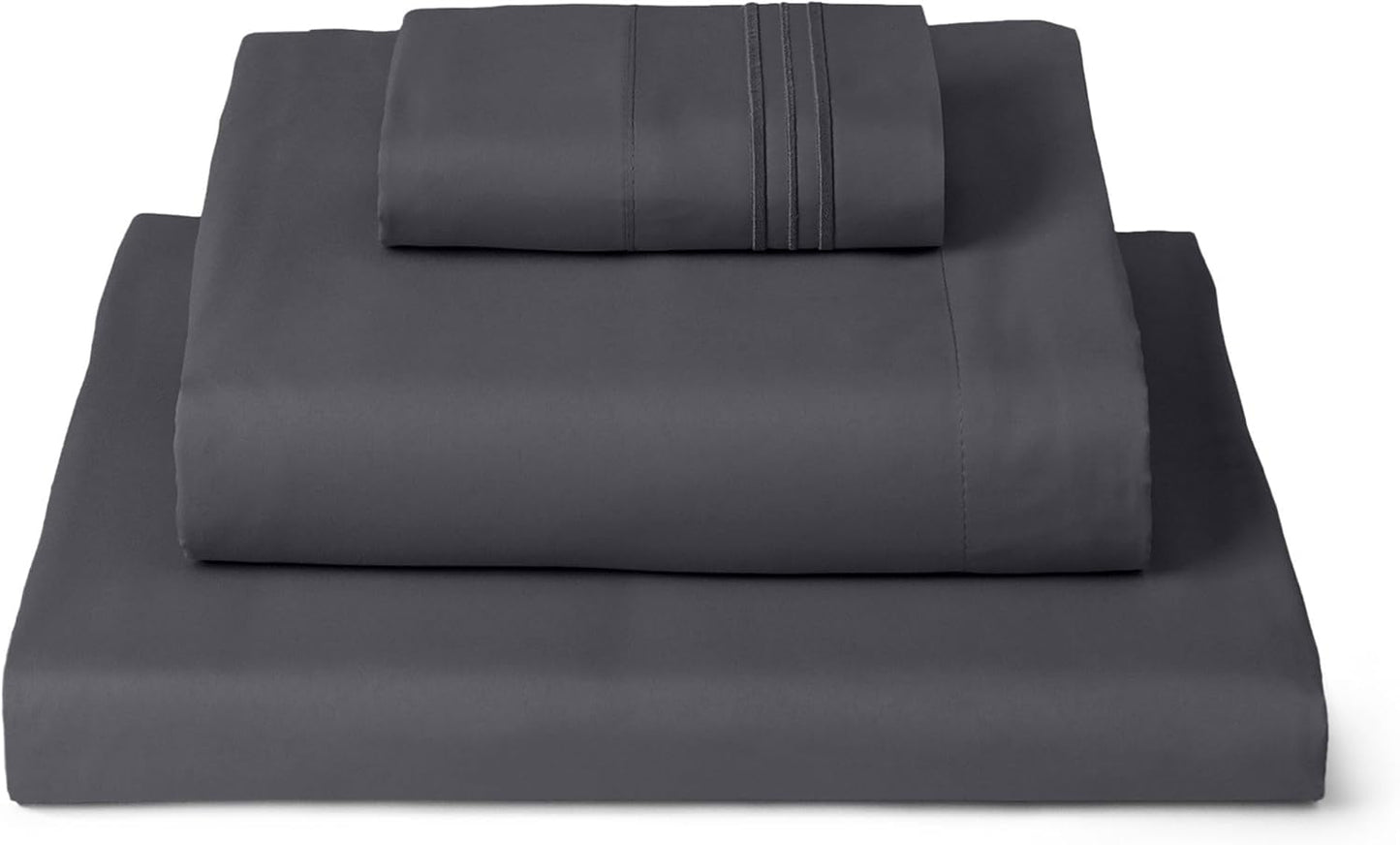 Mellanni Twin Sheets Set - 3 PC Iconic Collection Bedding - Hotel Luxury, Extra Soft, Cooling Bed Sheets - Wrinkle, Fade, Stain Resistant (Twin, Charcoal)