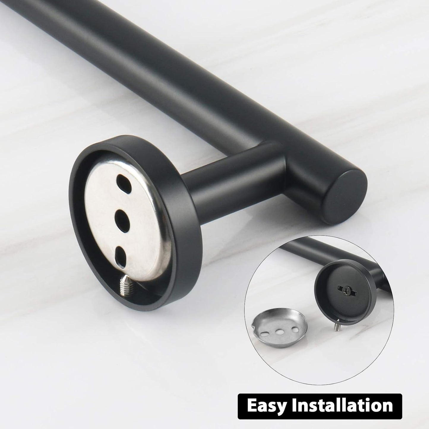 NearMoon Bath Towel Bar, Bath Accessories Thicken Stainless Steel Shower Towel Rack for Bathroom, Towel Holder Wall Mounted (1 Pack, Matte Black, 12 Inch)