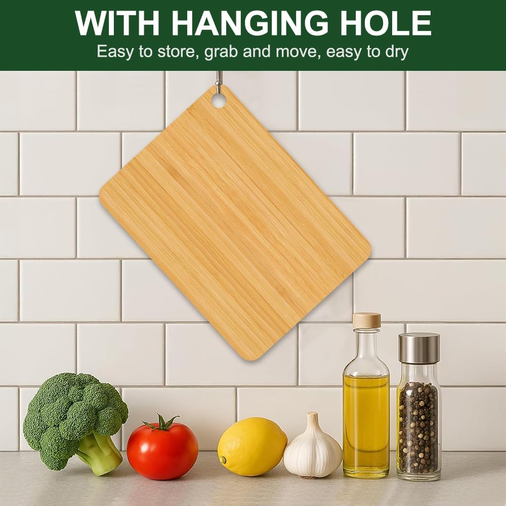 Bamboo Cutting Board, Wooden Cutting Boards for Kitchen, Wood Double Sided Food-Grade Chopping Board for Meat Cheese Vegetable (Small)