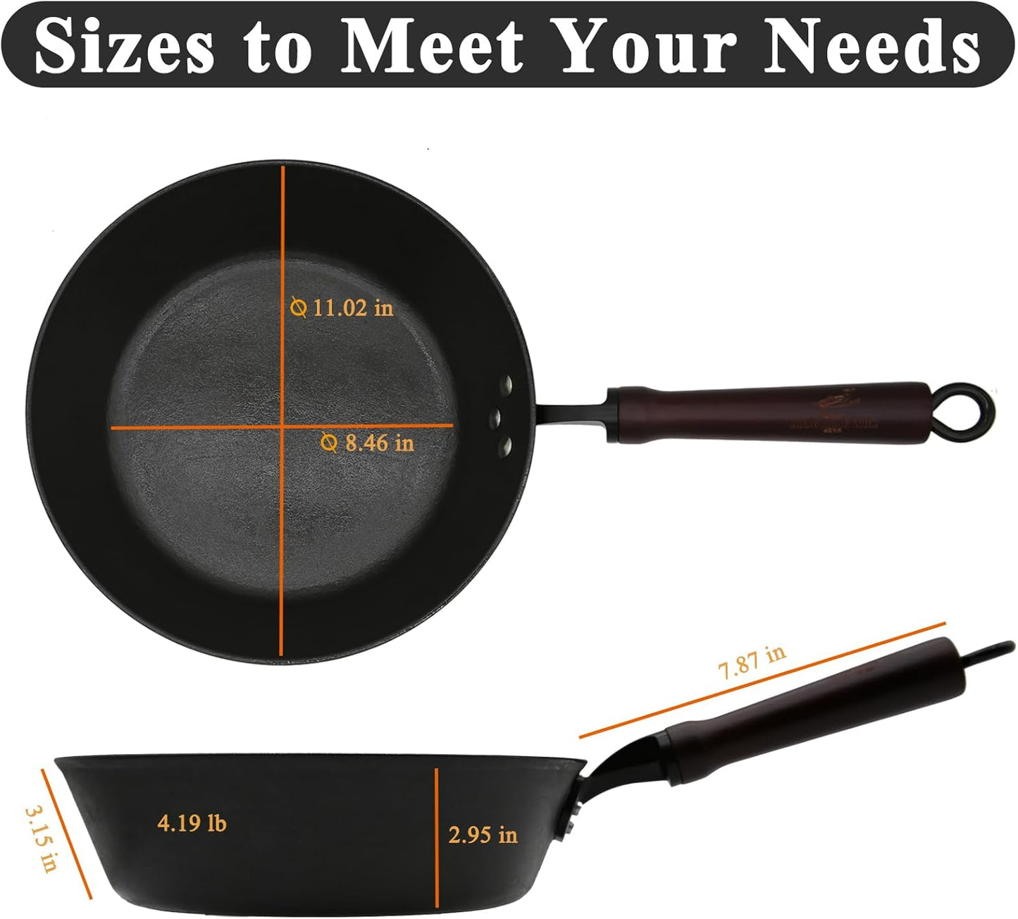 11 Inch ICH Cast Iron Saute Pan with Lid - Handcrafted Clay Mold, Tortoise Shell Texture for Non-Stick, Pre-Seasoned Deep Frying Pan Skillet for All Cooktops & Oven Safe
