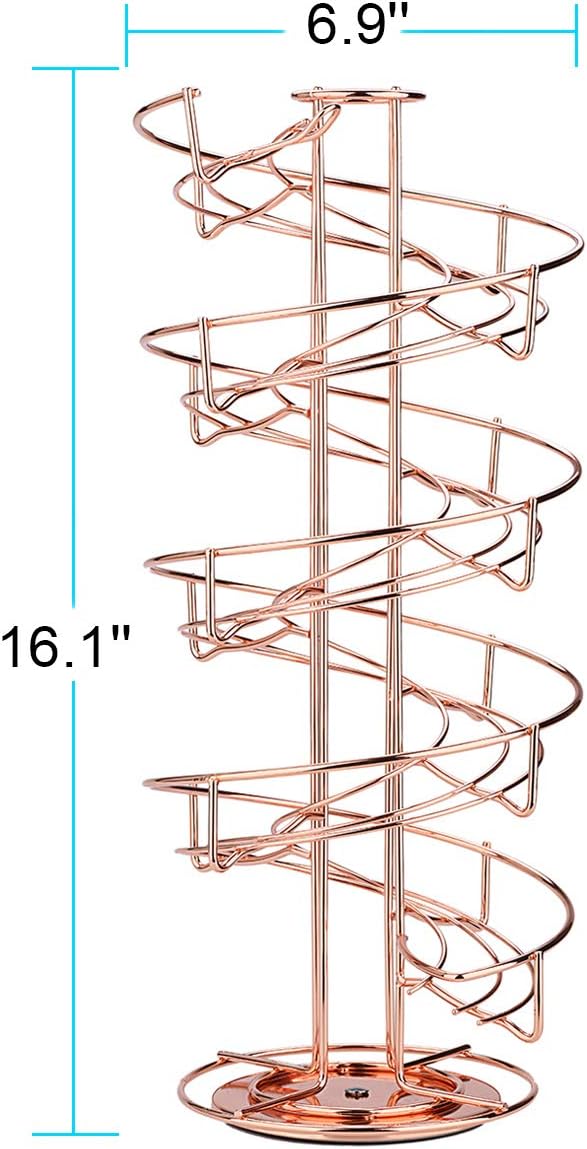 Toplife Spiral Design Metal Egg Skelter Dispenser Rack, Storage Display Rack, Rose Gold