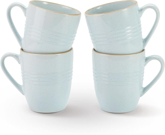 famiware Jupiter Coffee Mugs Set of 4, 14 OZ Coffee Mug, Microwave and Dishwasher Safe, Coffee Cups with Handle for Coffee, Tea, Cocoa, Milk, Light Blue