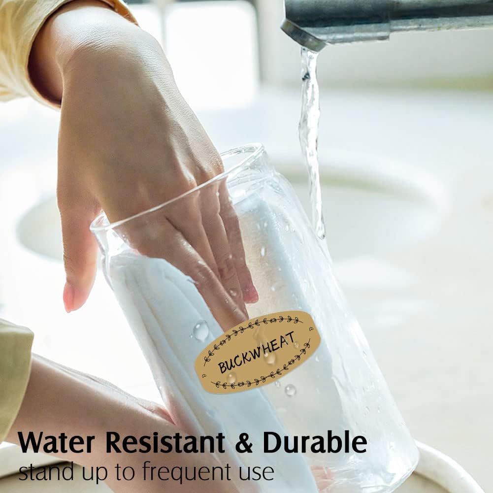 Nardo Visgo Oval Vintage Brown Labels for Bottles, Removable Waterproof Write-on Sticker Labels for Essential Oil Bottles, Christmas Gift Tags, Food Spice Jars or Handmade Jam,Free Black Marker,144pcs