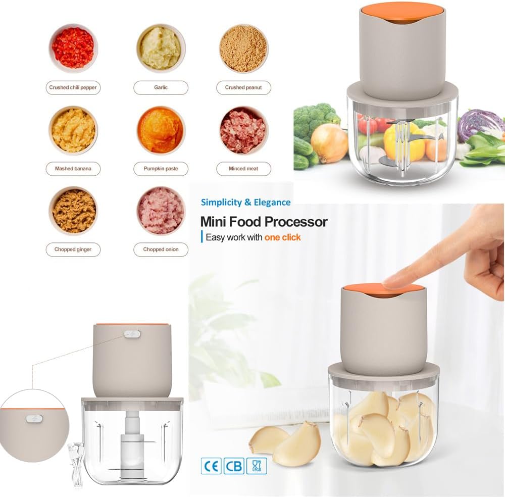 Wireless Electric Food Processor，600ML Electric Food Chopper For Meat,Onions,vegetables,Garlic,Complementary Food, Meat Chopper Blender