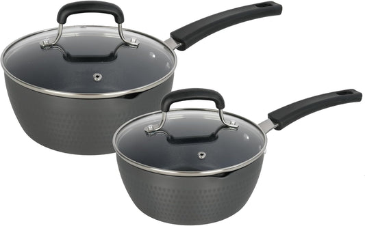 Nonstick Small Sauce Pan with Lid, 1.75 Quart and 2.4 Quart Sauce pan with Pour Spouts, Multipurpose Handy Little Saucepan with Stay Cool Handle, Small Pots for Cooking, Soups, Noodles, Milk