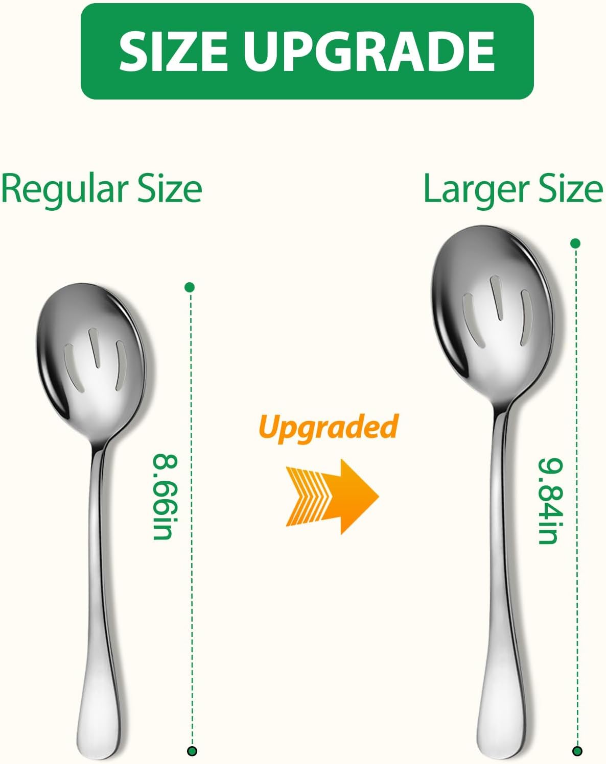 Large Serving Spoons, 8 Pieces Large Stainless Steel Serving Spoons Set Includes 8 Large Slotted Spoons. Serving Spoons for Parties/Kitchen/Buffet, Dishwasher Safe, 10-Inch, Silver