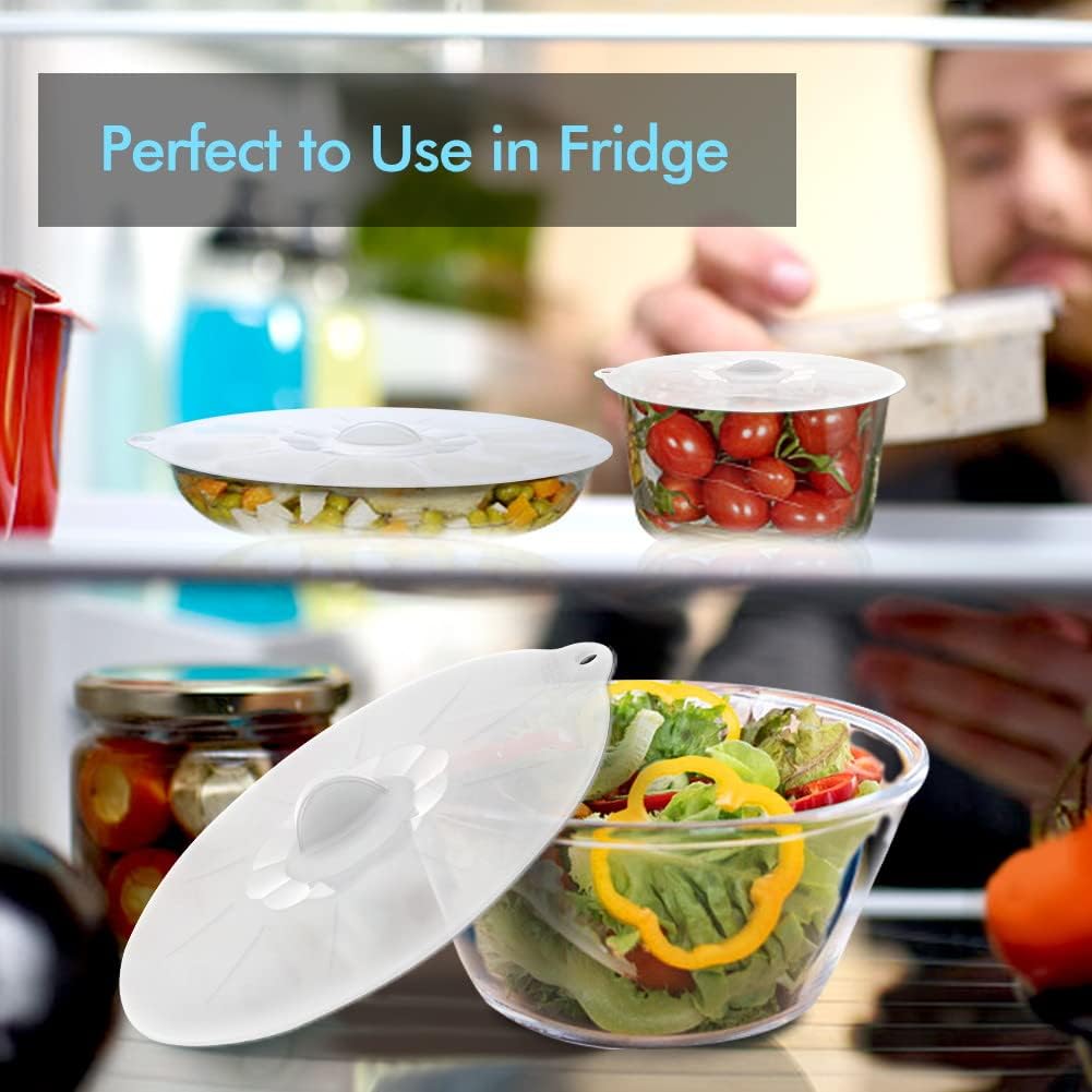 Silicone Lids for Food Storage - Silicone Bowl Covers Silicone Pot Lids BPA Free Silicone Suction Lids Silicone Microwave Cover Silicone Pot Covers for Cups Bowls Pots Pans Oven Fridge