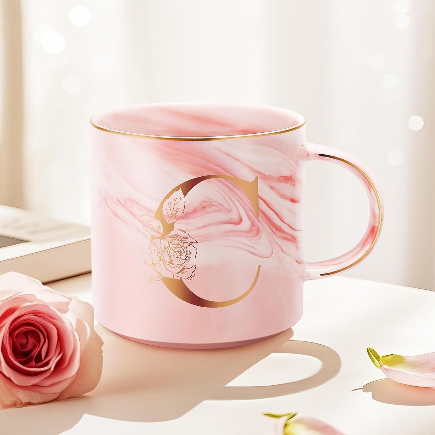 Personalized Gifts for Women Coffee Mug, Initial Customized Gift Monogrammed A-Z Coffee Mug 12 OZ, Christmas Anniversary Birthday Gifts for Women Mom Grandma Friend Sister Wife(C)