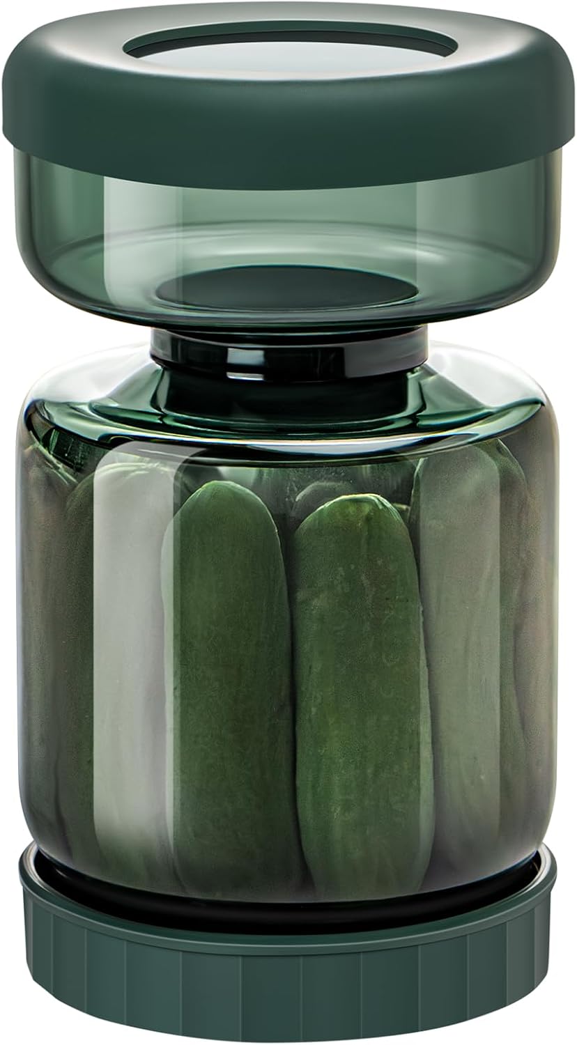 WhiteRhino Pickle Jar with Strainer Flip,34oz Pickle Container with Strainer,Glass Pickle Flip Jar Leakproof Airtight Lid,Hourglass Juice Separator Pickle Jar for Olive, onions, gherkin