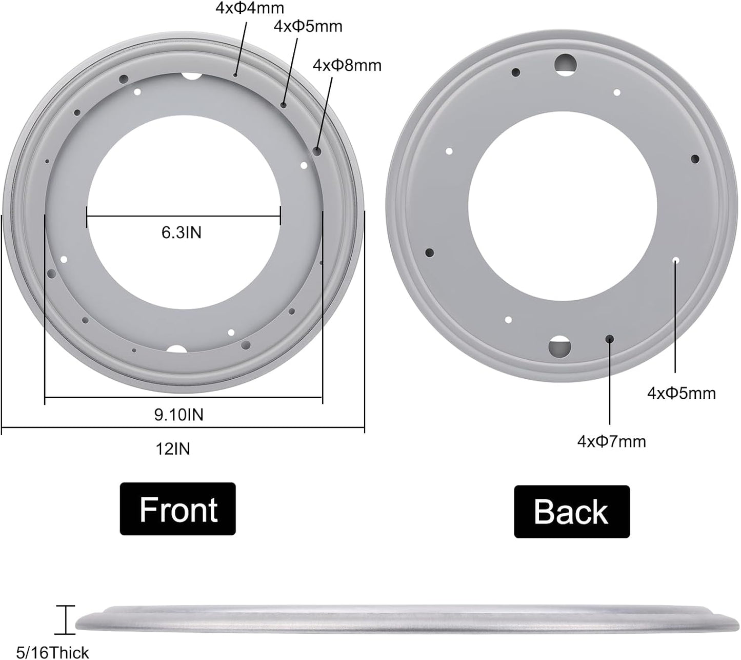 12Inch Round Lazy Susan Turntable Bearing Plate, Rotating Swivel Base with 1000lbs Load Capacity, Turntable Base for Serving Tray, Kitchen