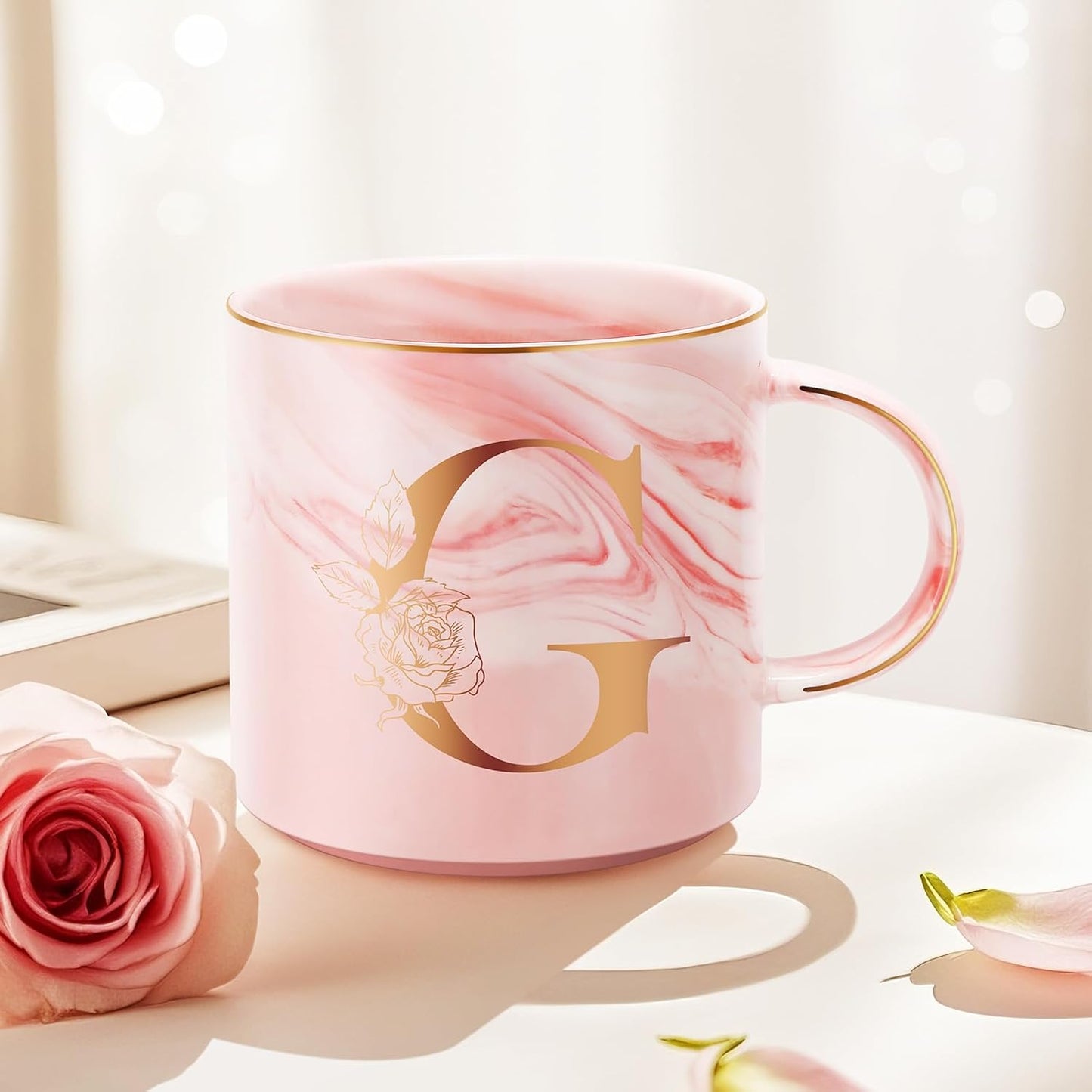 Personalized Gifts for Women Coffee Mug, Initial Customized Gift Monogrammed A-Z Coffee Mug 12 OZ, Christmas Anniversary Birthday Gifts for Women Mom Grandma Friend Sister Wife(G)