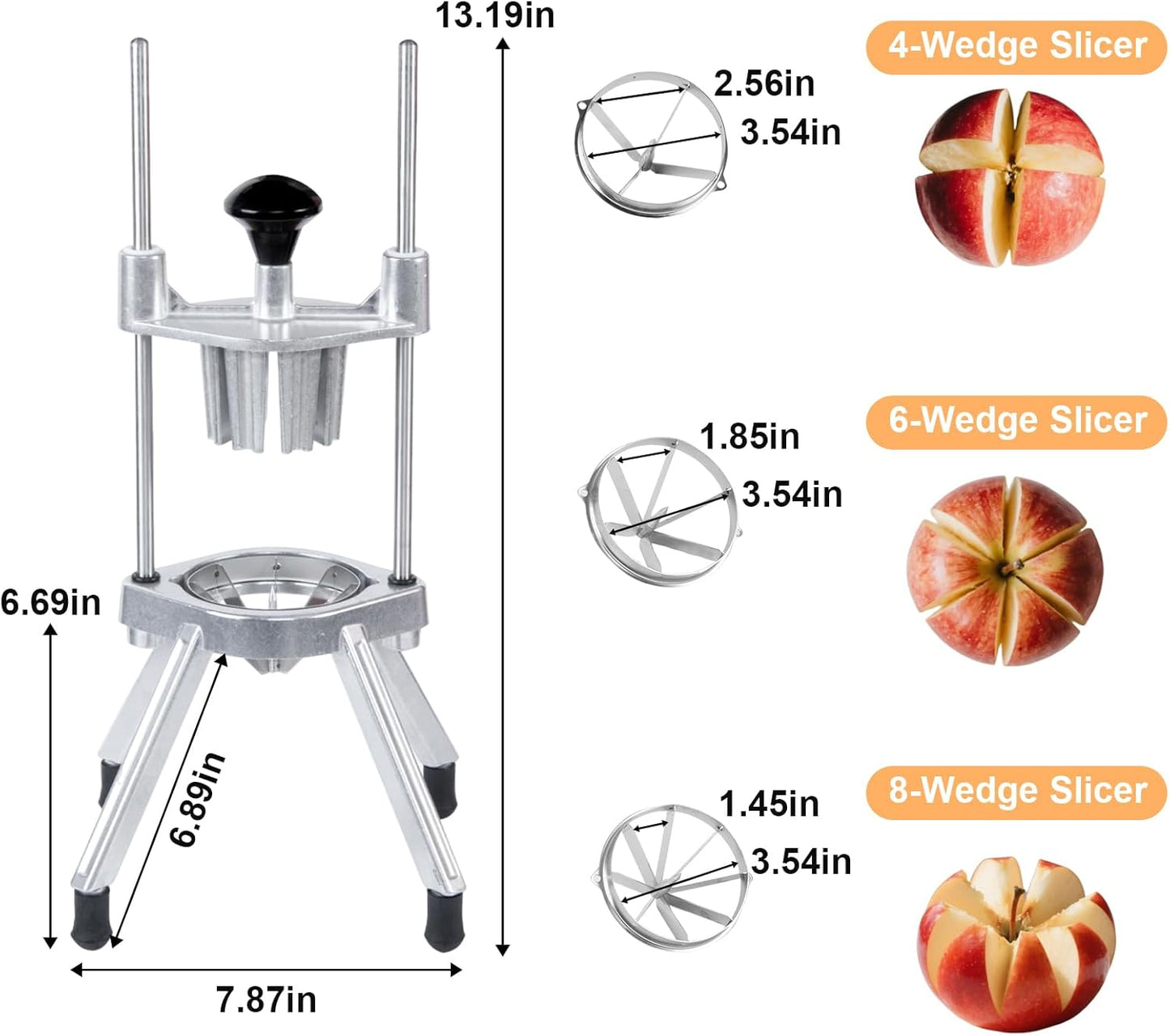 Commercial Lemon Cutter 4 & 6 & 8 Section with V-Shaped Stainless Steel Blades Easy Wedger Fruit Lime Slicer Vegetable Chopper Dicer for Home Bar Restaurant
