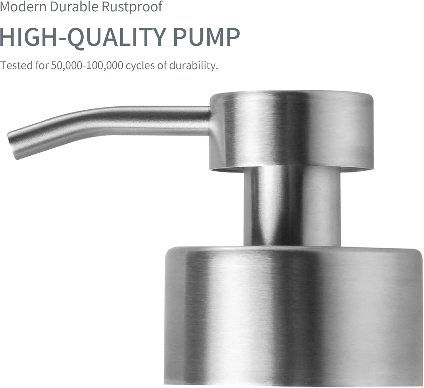 Enra Foaming Soap Dispenser, 12oz Thick Glass Body with Stainless Steel Pump, Bathroom & Kitchen (Silver Foam Dispenser)