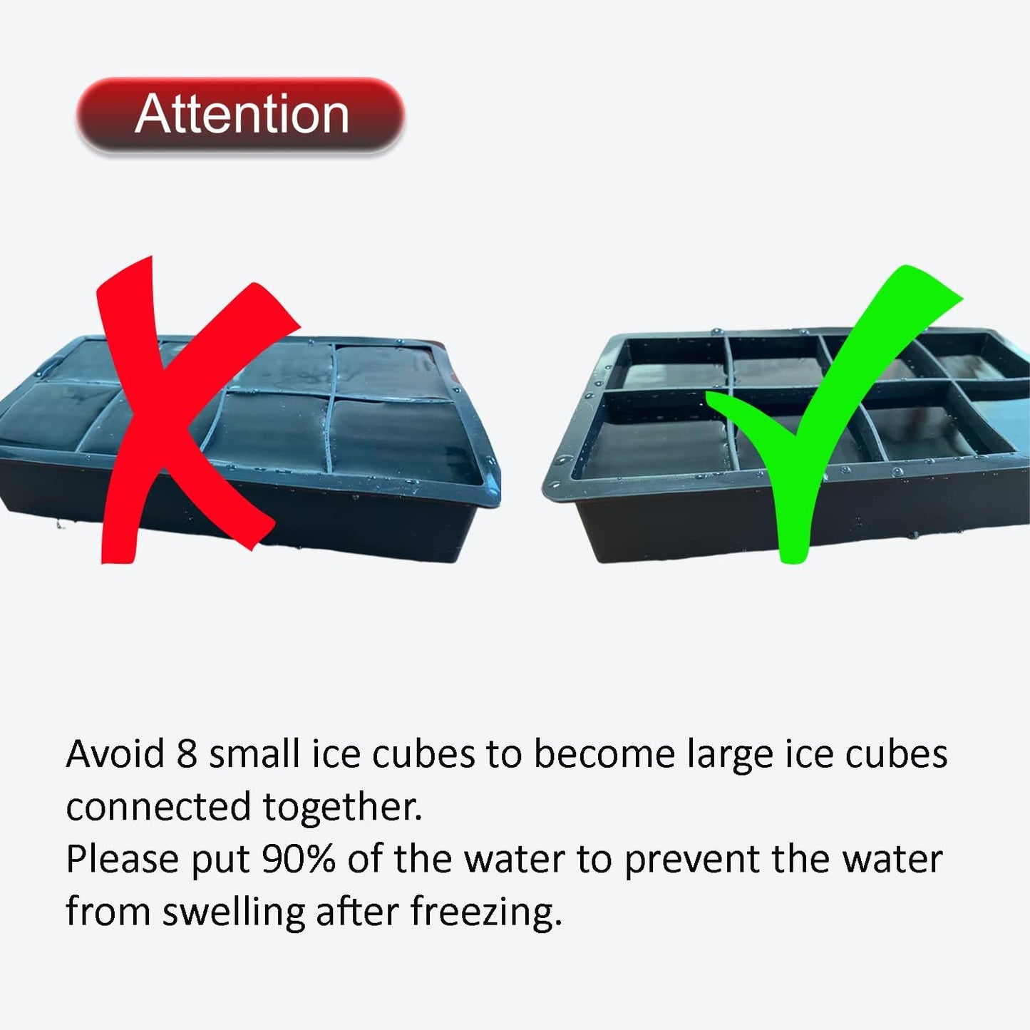 Silicone Ice Cube Tray with Lid, Make 2" Big Square Ice Cubes, Large Whiskey Ice Cube Mold, Ice Cubes Mold for Cocktails & Wine, Soups and Frozen Treats, Without BPA