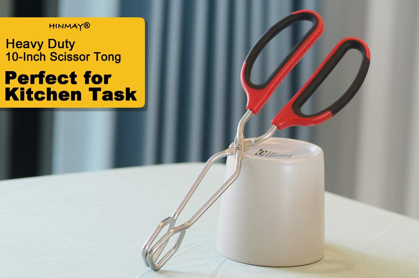 Stainless Steel Scissor Tongs with Comfort-Grip Handle 10-Inch, Set of 2