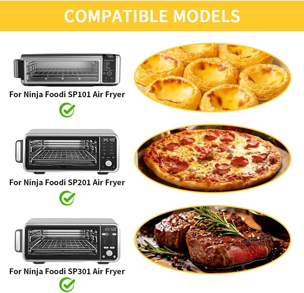 for Ninja Air Fryer Oven Liners, 4 Pack Non-stick Baking Mat, Oven Liners for Bottom of Oven Compatible with Ninja Foodi SP101 SP201 SP301 Fry Toaster Microwave Bottom of Gas & Electric