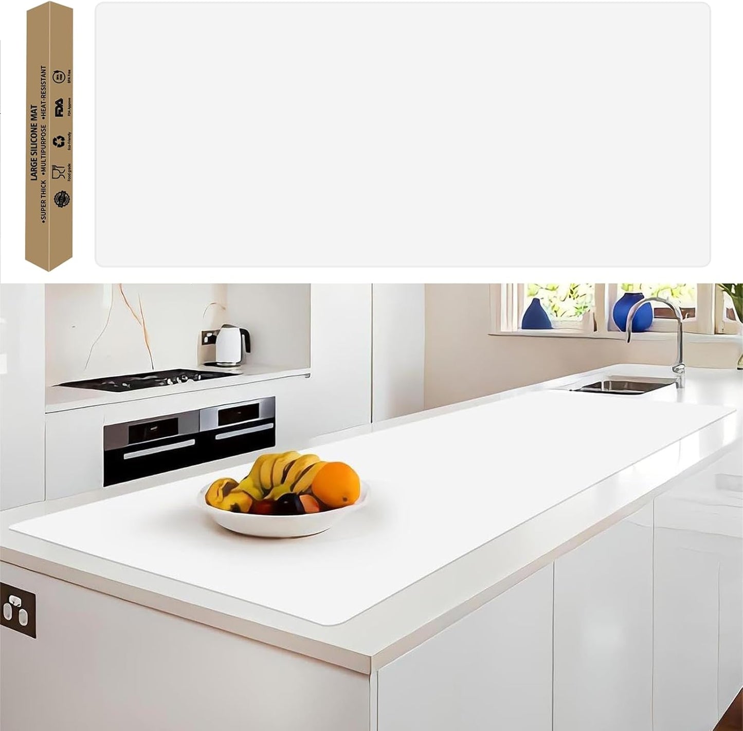 Extra Large Silicone Mat, 78.7”x 23.6”Non-Slip Heat Resistant Mats, Thicken Kitchen Countertop Protector Mat, Cuttable Waterproof Protector Mats for Kitchen Counter or Crafts (Semitransparent)