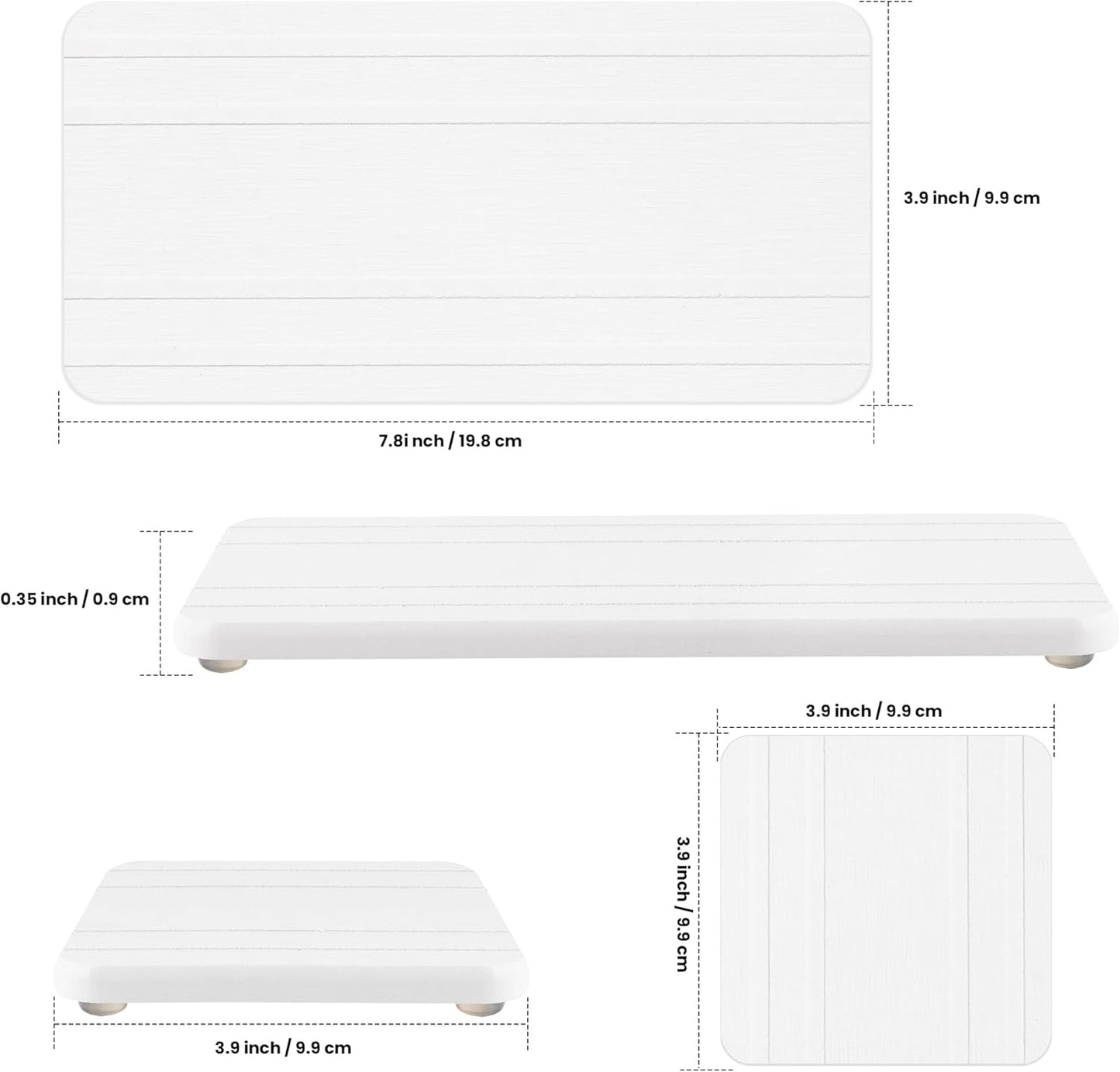 evory Set of 4 Water Absorbent Diatomite Tray, Kitchen Soap,Diatomaceous Earth Bathroom Soap Dishes,Sponge Holder for Kitchen Sink, Water Absorbing Stone for Sink Bathtub Vanity