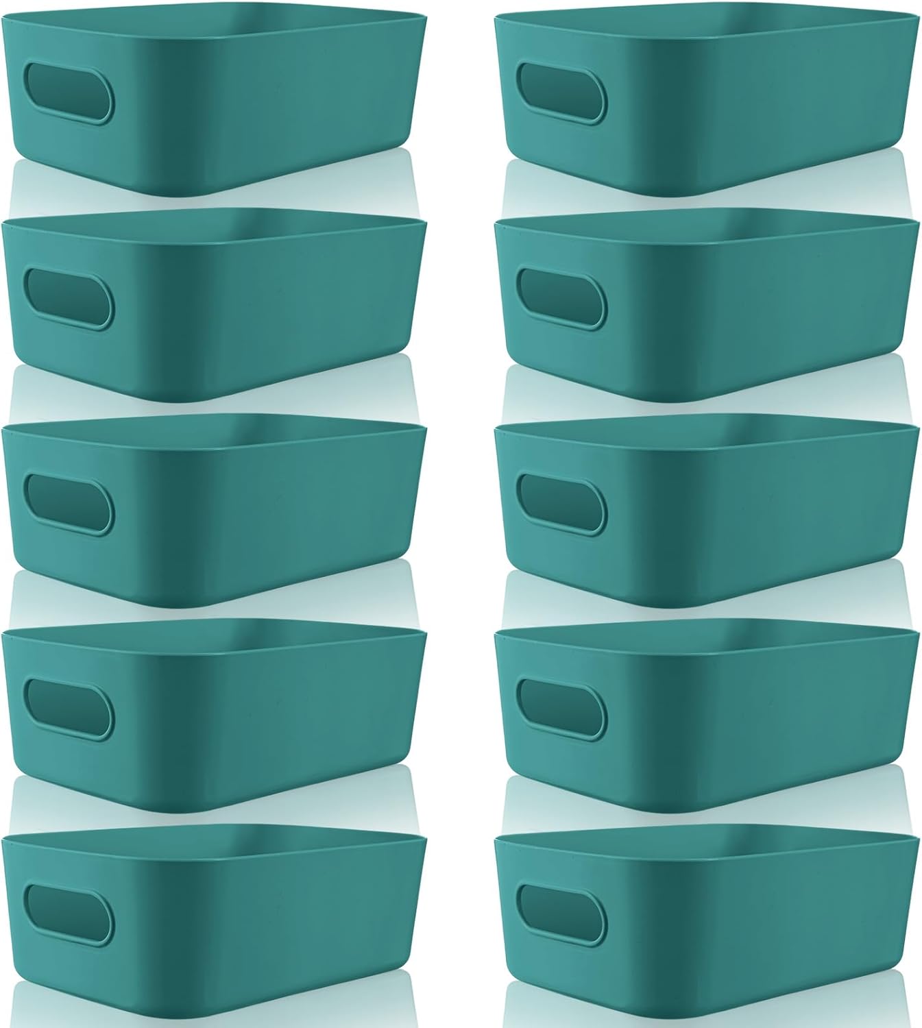 Zopeal Plastic Storage Bins 10 Pcs Green Pantry Organizer Bins Small Baskets Storage Containers for Home Kitchen (8 x 5.7 x 3 Inch)
