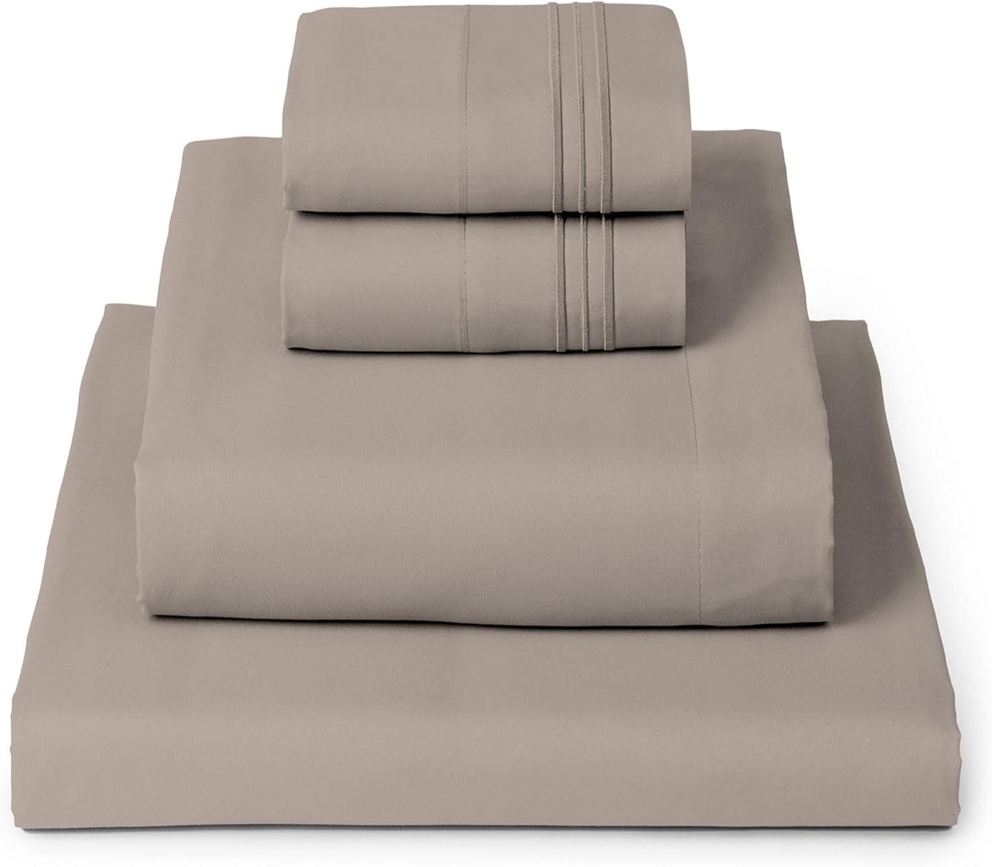 Mellanni California King Sheets Set - 4 PC Iconic Collection Bedding - Hotel Luxury, Extra Soft, Cooling Bed Sheets - Wrinkle, Fade, Stain Resistant (Cal King, Tan)