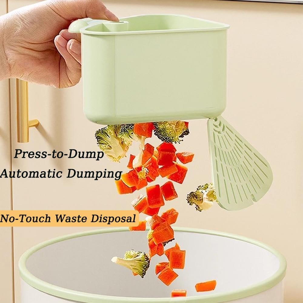 Suction Cup Sink Corner Rack, 2025 New Upgraded Sink Strainer Basket, Automatic Dumping Sink Strainer Basket, Triangular Sinks Basket Shelf with Suction Cup Sucker (Yellow)