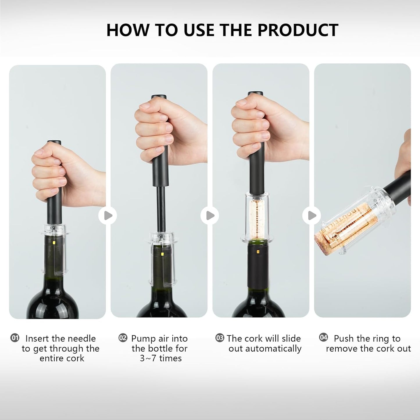 Wine Air Pressure Pump Bottle Opener Set,Simple Wine Pump Cork Remover Corkscrew,Efficient Corkscrew Bottle Opener,Easy Screw Out Tool, Perfect Wine Gift For Wine Lovers. (7)