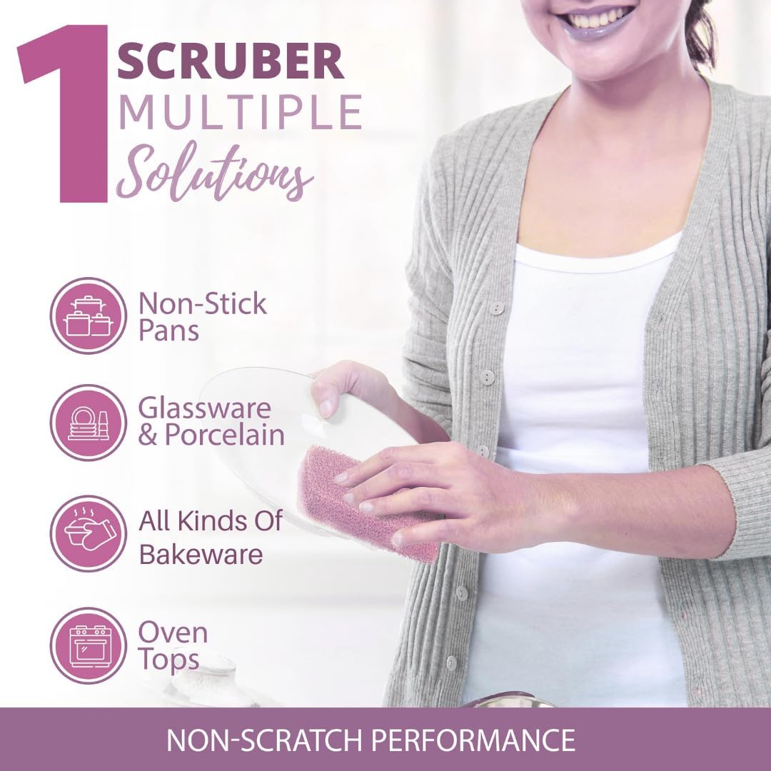 Peachy Clean Silicone Dish Sponge Scrubbers, Fresh & Clean Scent, Non-Scratch, Odor-Resistant, Durable Dish Sponges for Kitchen