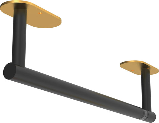 Paper Towel Holder Under Cabinet Black and Gold, Self Adhesive or Wall Mounted SUS304 Stainless Steel Paper Towel Holder for Kitchen, Bathroom, Farmhouse, Barbecue and Laundry (Black&Gold)