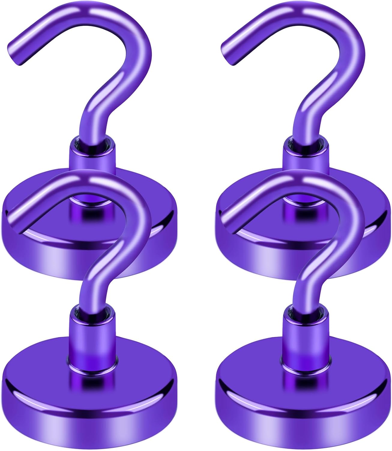 LOVIMAG Cruise Ship Essentials, 80Lb Magnetic Hooks for Cruise Cabins, Purple Strong Magnetic Hooks for Hanging, Refrigerator, Celling, Grill, Fridge, Kitchen-4Pack