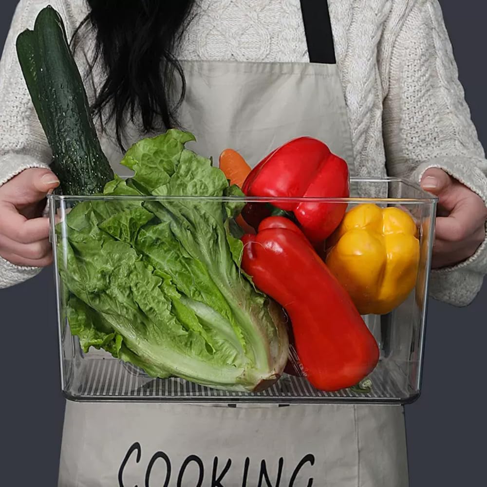 Set of 8 pack Clear Plastic Storage Bins, Pantry Organization and Storage, Clear Organizing Bins for Kitchen Organization, Freeze Storage, Home Edit and Cabinet Organizers (8Large)