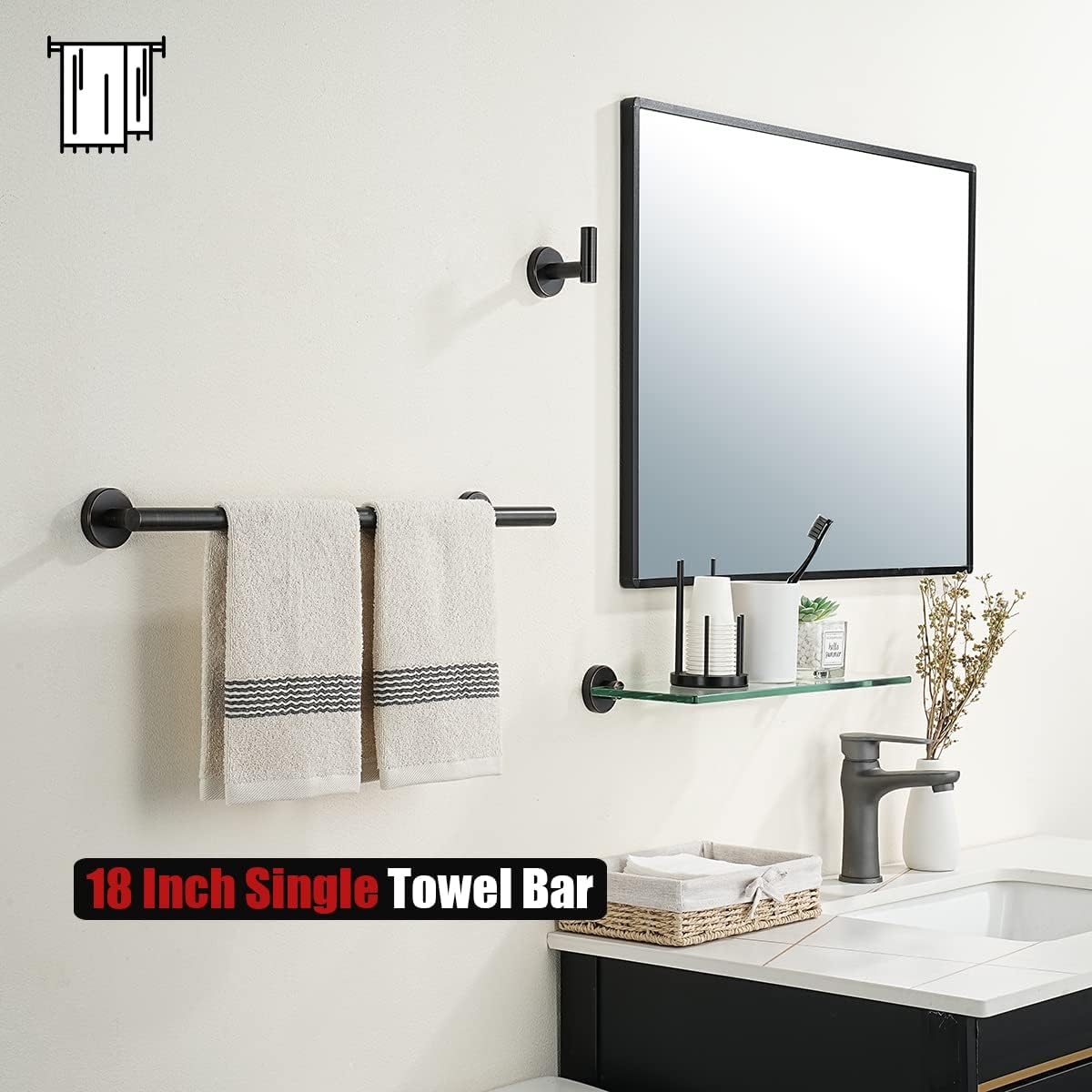 JQK Oil Rubbed Bronze Towel Bar, 20.5 Inch 304 Stainless Steel Thicken 0.8mm Towel Rack Bathroom, Towel Holder ORB Wall Mount, Useable Length 18 Inch 2 Pack, TB110L18-ORB-P2