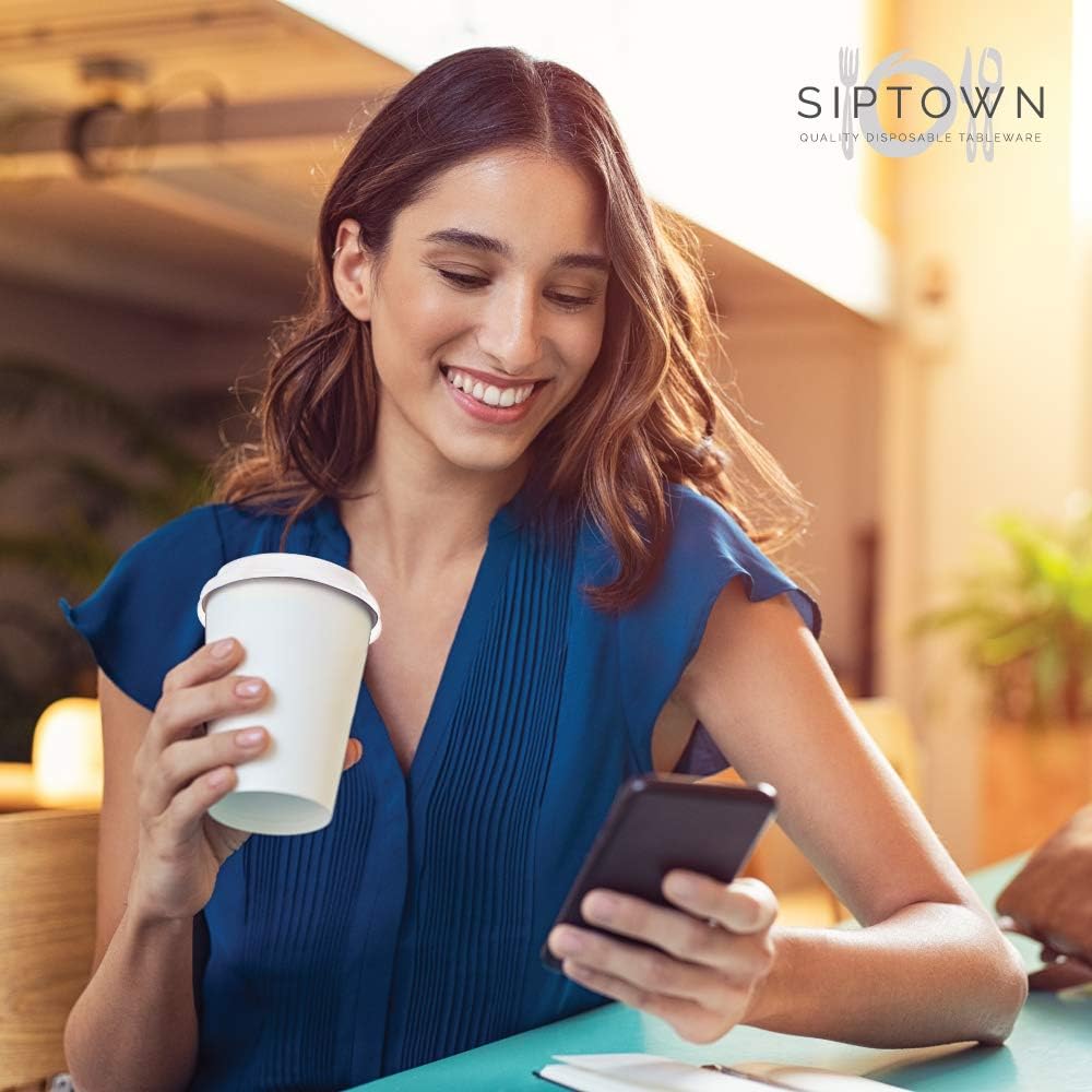 Made-In-USA 12 Ounce Disposable Hot Paper Cups, 1000 Count, 12oz | Coffee Cups, Leak-Free Food Safe Paper Cups, White Paper Cups for Hot Drinks (12 oz)