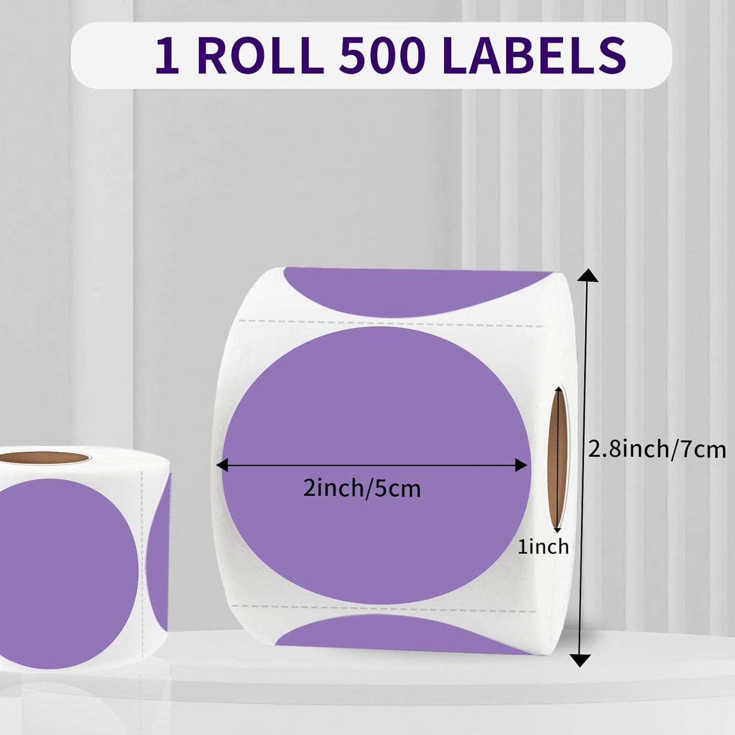 Thermal Labels,2 Inch Purple Round Thermal Printer Stickers,Self-Adhesive Round Direct Thermal Labels,Thermal Stickers for DIY Logo Design,Name Tag (500/Roll